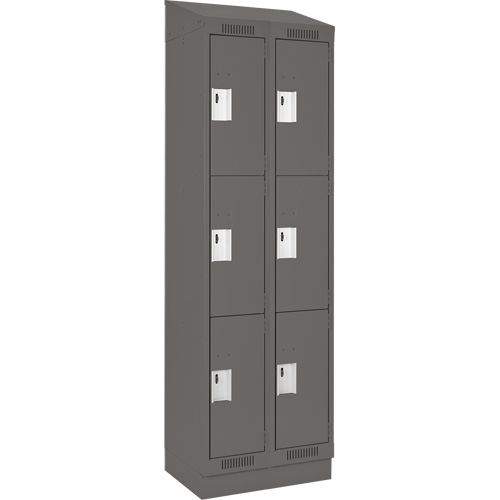 Clean Line Lockers, 3 -tier, Bank of 2, 24" x 18" x 82", Steel, Charcoal, Rivet (Assembled) Nuna Depot Inc.