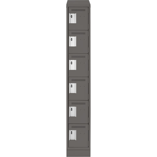 Clean Line Lockerette, 6 -tier, 12" x 18" x 82", Steel, Charcoal, Rivet (Assembled) Nuna Depot Inc.