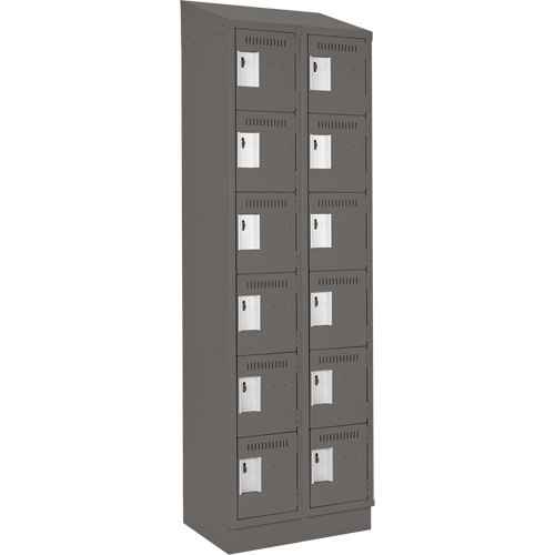 Clean Line Lockerette, 6 -tier, Bank of 2, 24" x 18" x 82", Steel, Charcoal, Rivet (Assembled) Nuna Depot Inc.