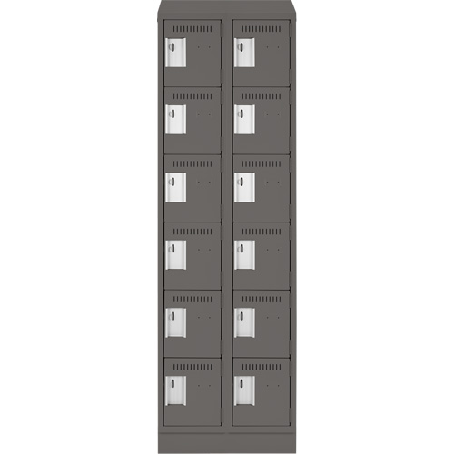 Clean Line Lockerette, 6 -tier, Bank of 2, 24" x 18" x 82", Steel, Charcoal, Rivet (Assembled) Nuna Depot Inc.