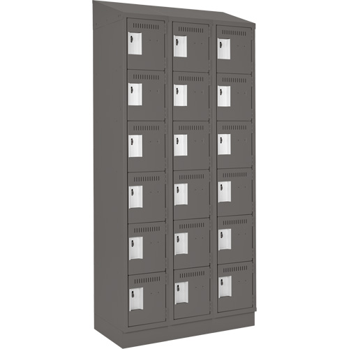 Clean Line Lockerette, 6 -tier, Bank of 3, 36" x 18" x 82", Steel, Charcoal, Rivet (Assembled) Nuna Depot Inc.