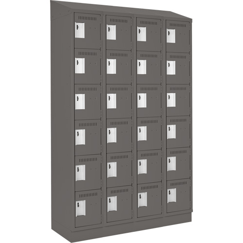Clean Line Lockerette, 6 -tier, Bank of 4, 48" x 18" x 82", Steel, Charcoal, Rivet (Assembled) Nuna Depot Inc.