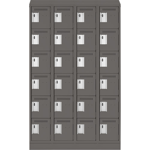 Clean Line Lockerette, 6 -tier, Bank of 4, 48" x 18" x 82", Steel, Charcoal, Rivet (Assembled) Nuna Depot Inc.