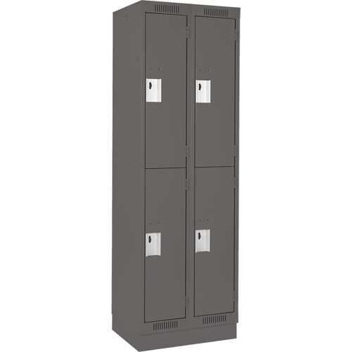 Clean Line Lockers, 2 -tier, Bank of 2, 24" x 18" x 76", Steel, Charcoal, Rivet (Assembled) Nuna Depot Inc.