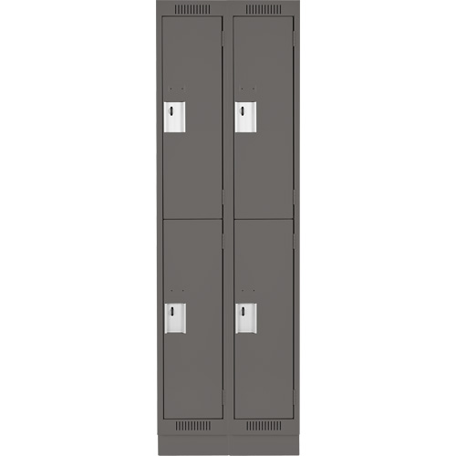 Clean Line Lockers, 2 -tier, Bank of 2, 24" x 18" x 76", Steel, Charcoal, Rivet (Assembled) Nuna Depot Inc.