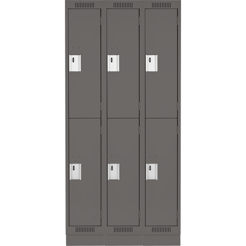 Clean Line Lockers, 2 -tier, Bank of 3, 36" x 18" x 76", Steel, Charcoal, Rivet (Assembled) Nuna Depot Inc.