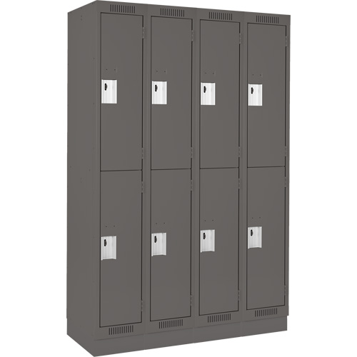 Clean Line Lockers, 2 -tier, Bank of 4, 48" x 18" x 76", Steel, Charcoal, Rivet (Assembled) Nuna Depot Inc.