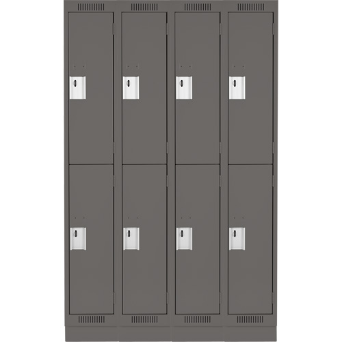 Clean Line Lockers, 2 -tier, Bank of 4, 48" x 18" x 76", Steel, Charcoal, Rivet (Assembled) Nuna Depot Inc.
