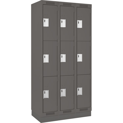 Casiers Clean Line, 3 niveaux, Bloc de 3, 36" x 18" x 76", Acier, Charbon, Rivet (assembl&eacute;) Nuna Depot Inc.