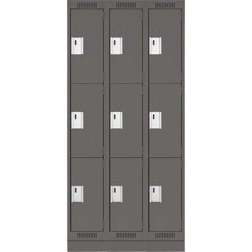 Casiers Clean Line, 3 niveaux, Bloc de 3, 36" x 18" x 76", Acier, Charbon, Rivet (assembl&eacute;) Nuna Depot Inc.