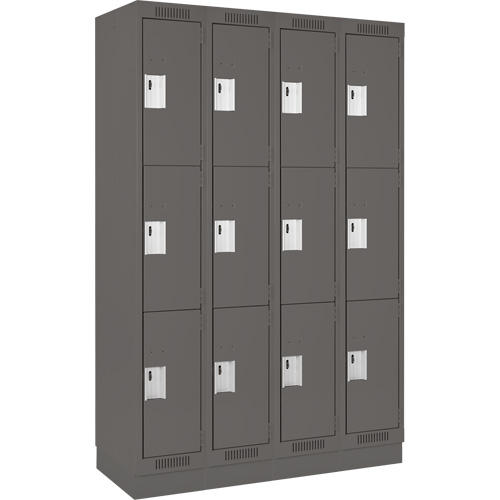 Casiers Clean Line, 3 niveaux, Bloc de 4, 48" x 18" x 76", Acier, Charbon, Rivet (assembl&eacute;) Nuna Depot Inc.