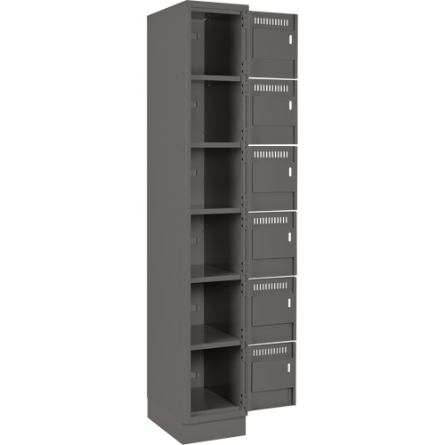 Clean Line Lockerette, 6 -tier, Bank of 4, 48" x 18" x 76", Steel, Charcoal, Rivet (Assembled) Nuna Depot Inc.