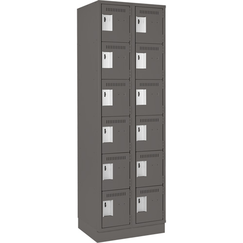 Clean Line Lockerette, 6 -tier, Bank of 2, 24" x 18" x 76", Steel, Charcoal, Rivet (Assembled) Nuna Depot Inc.
