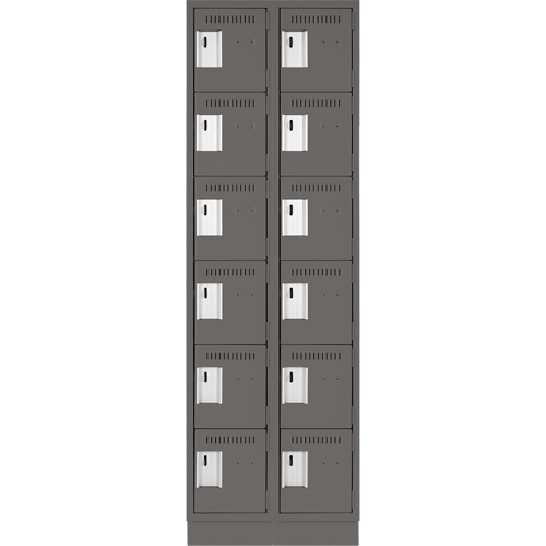 Clean Line Lockerette, 6 -tier, Bank of 2, 24" x 18" x 76", Steel, Charcoal, Rivet (Assembled) Nuna Depot Inc.