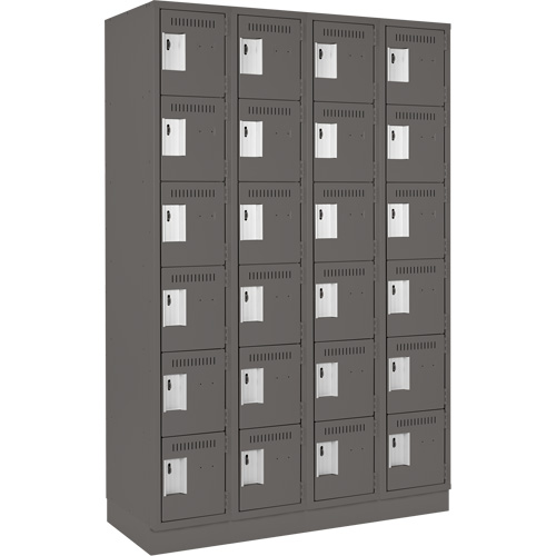 Clean Line Lockerette, 6 -tier, Bank of 4, 48" x 18" x 76", Steel, Charcoal, Rivet (Assembled) Nuna Depot Inc.
