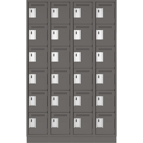 Clean Line Lockerette, 6 -tier, Bank of 4, 48" x 18" x 76", Steel, Charcoal, Rivet (Assembled) Nuna Depot Inc.