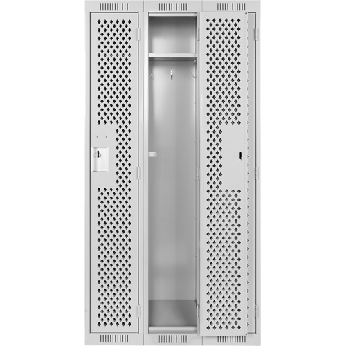 Clean Line Lockers, Bank of 3, 36" x 15" x 72", Steel, Grey, Rivet (Assembled), Perforated Nuna Depot Inc.
