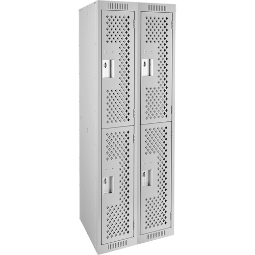 Clean Line Lockers, 2 -tier, Bank of 2, 24" x 12" x 72", Steel, Grey, Rivet (Assembled), Perforated Nuna Depot Inc.