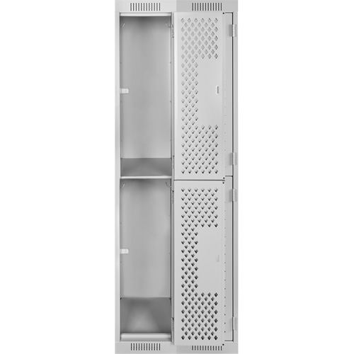 Clean Line Lockers, 2 -tier, Bank of 2, 24" x 12" x 72", Steel, Grey, Rivet (Assembled), Perforated Nuna Depot Inc.