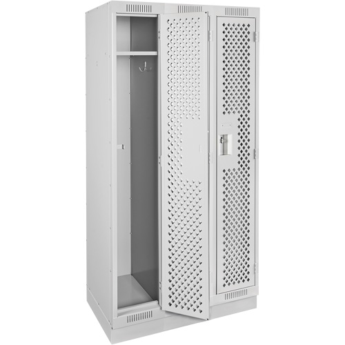 Clean Line Lockers, Bank of 3, 36" x 12" x 76", Steel, Grey, Rivet (Assembled), Perforated Nuna Depot Inc.