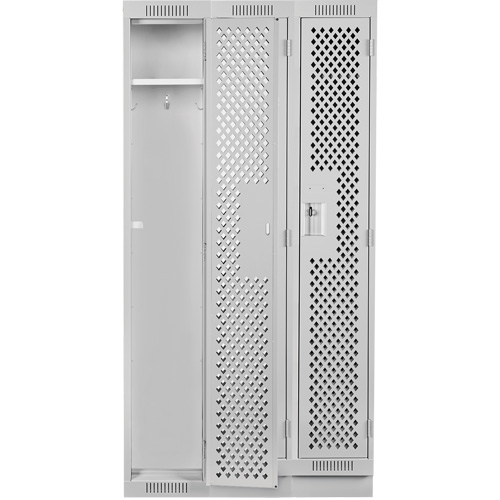Clean Line Lockers, Bank of 3, 36" x 12" x 76", Steel, Grey, Rivet (Assembled), Perforated Nuna Depot Inc.