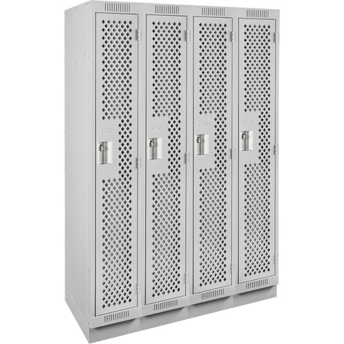 Clean Line Lockers, Bank of 4, 48" x 12" x 76", Steel, Grey, Rivet (Assembled), Perforated Nuna Depot Inc.