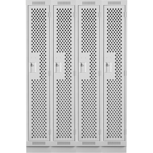 Clean Line Lockers, Bank of 4, 48" x 12" x 76", Steel, Grey, Rivet (Assembled), Perforated Nuna Depot Inc.