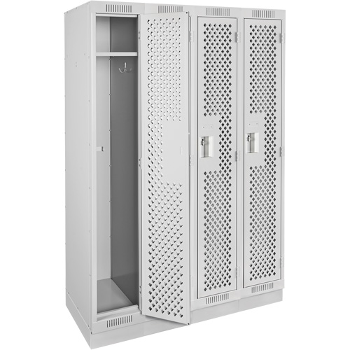 Clean Line Lockers, Bank of 4, 48" x 12" x 76", Steel, Grey, Rivet (Assembled), Perforated Nuna Depot Inc.