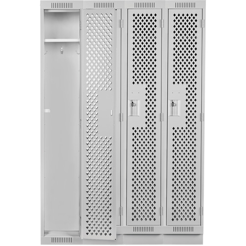 Clean Line Lockers, Bank of 4, 48" x 12" x 76", Steel, Grey, Rivet (Assembled), Perforated Nuna Depot Inc.