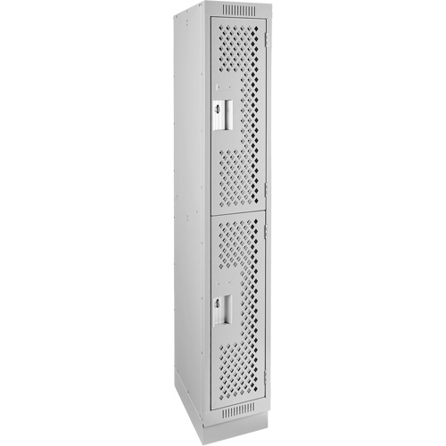 Clean Line Lockers, 2 -tier, 12" x 15" x 76", Steel, Grey, Rivet (Assembled), Perforated Nuna Depot Inc.