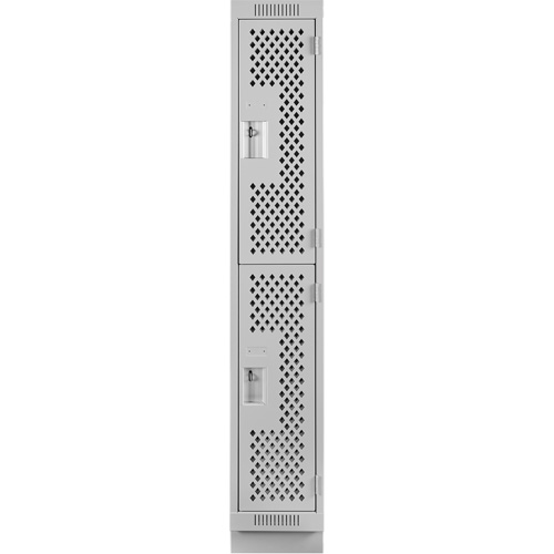 Clean Line Lockers, 2 -tier, 12" x 15" x 76", Steel, Grey, Rivet (Assembled), Perforated Nuna Depot Inc.