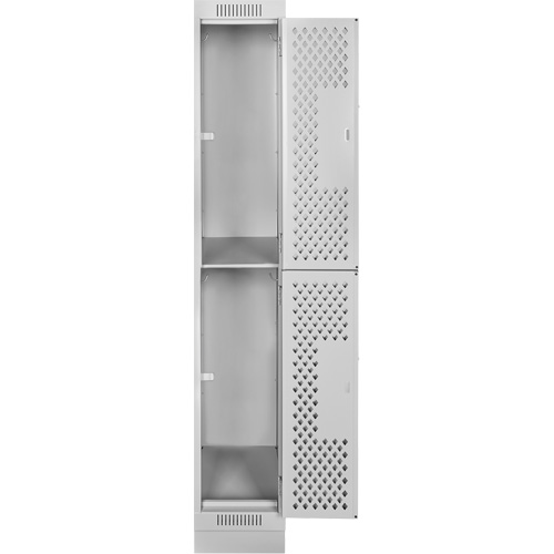 Clean Line Lockers, 2 -tier, 12" x 15" x 76", Steel, Grey, Rivet (Assembled), Perforated Nuna Depot Inc.