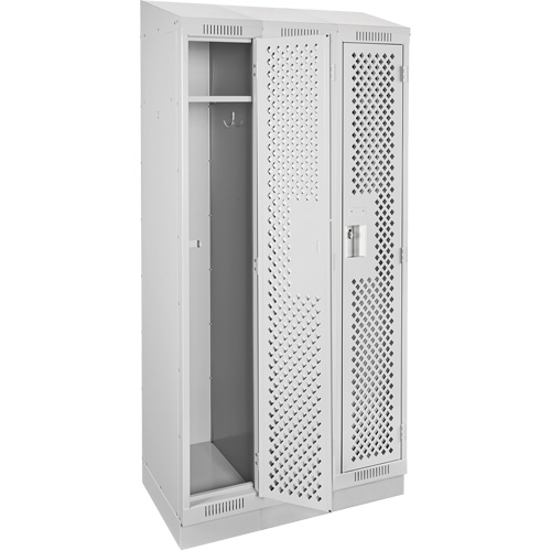 Clean Line Lockers, Bank of 3, 36" x 18" x 82", Steel, Grey, Rivet (Assembled), Perforated Nuna Depot Inc.