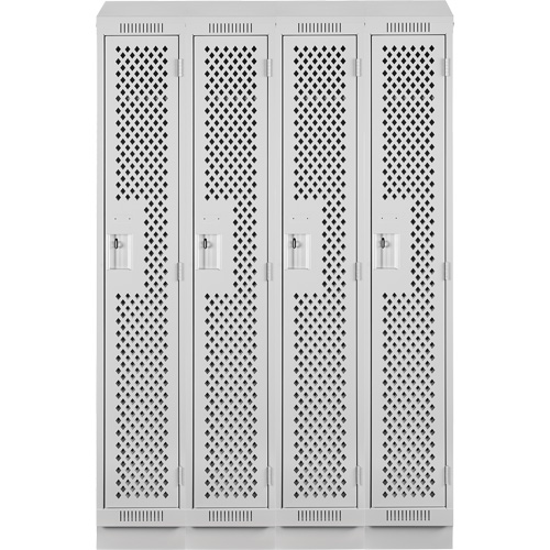 Clean Line Lockers, Bank of 4, 48" x 18" x 82", Steel, Grey, Rivet (Assembled), Perforated Nuna Depot Inc.