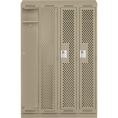 Clean Line Lockers, Bank of 4, 48" x 18" x 82", Steel, Grey, Rivet (Assembled), Perforated Nuna Depot Inc.