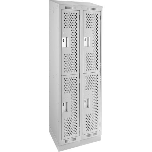 Casiers Clean Line, 2 niveaux, Bloc de 2, 24" x 18" x 82", Acier, Gris, Rivet (assembl&eacute;), Perfor&eacute; Nuna Depot Inc.