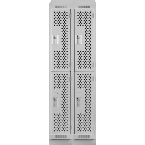 Casiers Clean Line, 2 niveaux, Bloc de 2, 24" x 18" x 82", Acier, Gris, Rivet (assembl&eacute;), Perfor&eacute; Nuna Depot Inc.