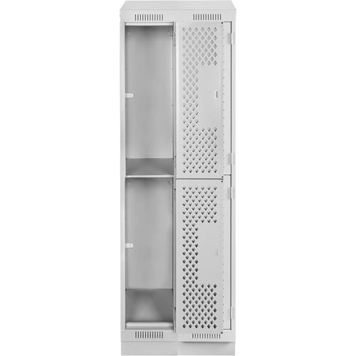 Casiers Clean Line, 2 niveaux, Bloc de 2, 24" x 18" x 82", Acier, Gris, Rivet (assembl&eacute;), Perfor&eacute; Nuna Depot Inc.
