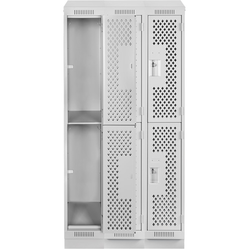 Clean Line Lockers, 2 -tier, Bank of 3, 36" x 12" x 82", Steel, Grey, Rivet (Assembled), Perforated Nuna Depot Inc.