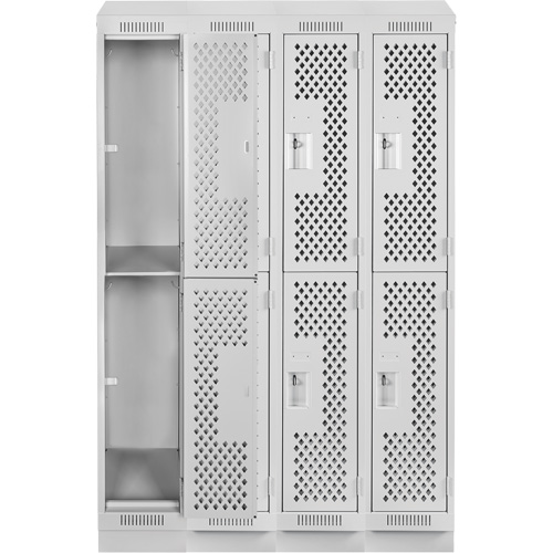 Casiers Clean Line, 2 niveaux, Bloc de 4, 48" x 12" x 82", Acier, Gris, Rivet (assembl&eacute;), Perfor&eacute; Nuna Depot Inc.