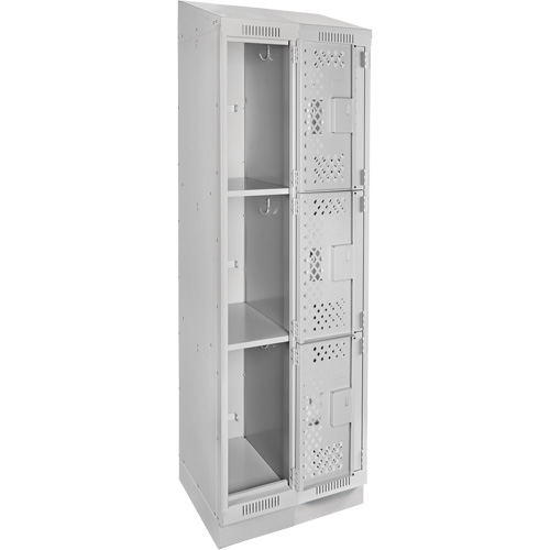 Clean Line Lockers, 3 -tier, Bank of 2, 24" x 12" x 82", Steel, Grey, Rivet (Assembled), Perforated Nuna Depot Inc.