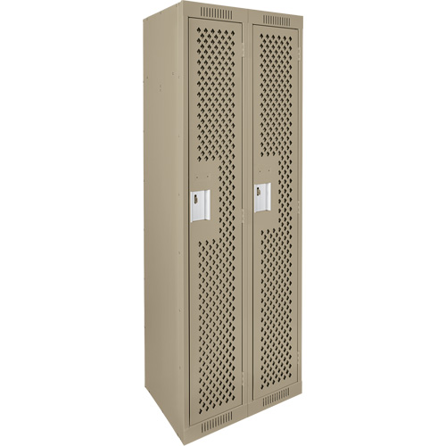 Clean Line Lockers, Bank of 2, 24" x 15" x 72", Steel, Beige, Rivet (Assembled), Perforated Nuna Depot Inc.