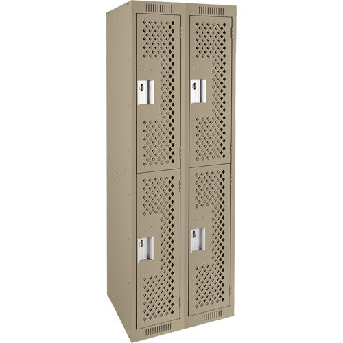 Clean Line Lockers, 2 -tier, Bank of 2, 24" x 12" x 72", Steel, Beige, Rivet (Assembled), Perforated Nuna Depot Inc.