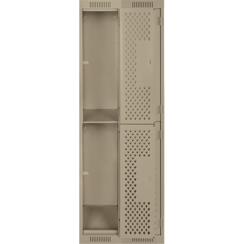 Clean Line Lockers, 2 -tier, Bank of 2, 24" x 12" x 72", Steel, Beige, Rivet (Assembled), Perforated Nuna Depot Inc.