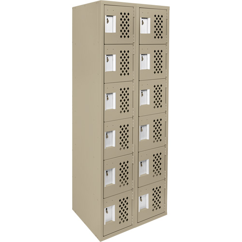 Clean-Line Perforated Lockerette, 6 -tier, Bank of 2, 15" x 72" x 12", Steel Nuna Depot Inc.