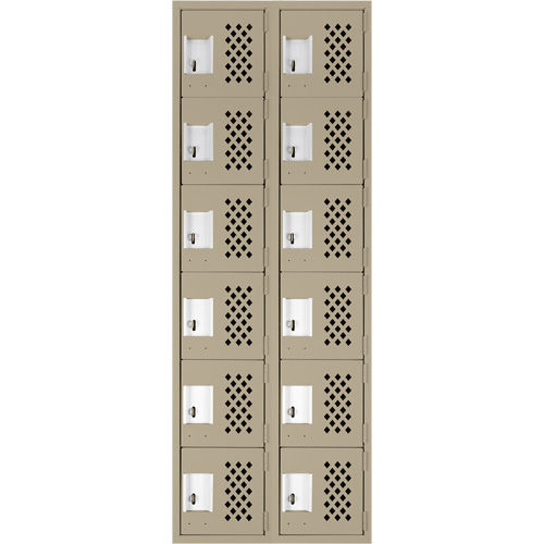 Clean-Line Perforated Lockerette, 6 -tier, Bank of 2, 15" x 72" x 12", Steel Nuna Depot Inc.