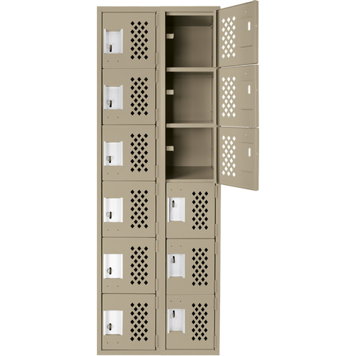 Clean-Line Perforated Lockerette, 6 -tier, Bank of 2, 15" x 72" x 12", Steel Nuna Depot Inc.