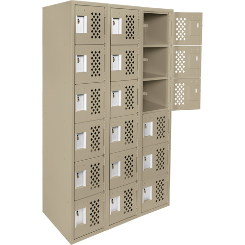Clean-Line Perforated Lockerette, 6 -tier, Bank of 3, 15" x 72" x 12", Steel Nuna Depot Inc.