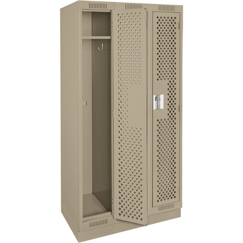 Clean Line Lockers, Bank of 3, 36" x 12" x 76", Steel, Beige, Rivet (Assembled), Perforated Nuna Depot Inc.
