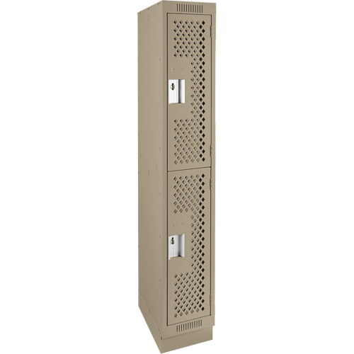 Clean Line Lockers, 2 -tier, 12" x 12" x 76", Steel, Beige, Rivet (Assembled), Perforated Nuna Depot Inc.
